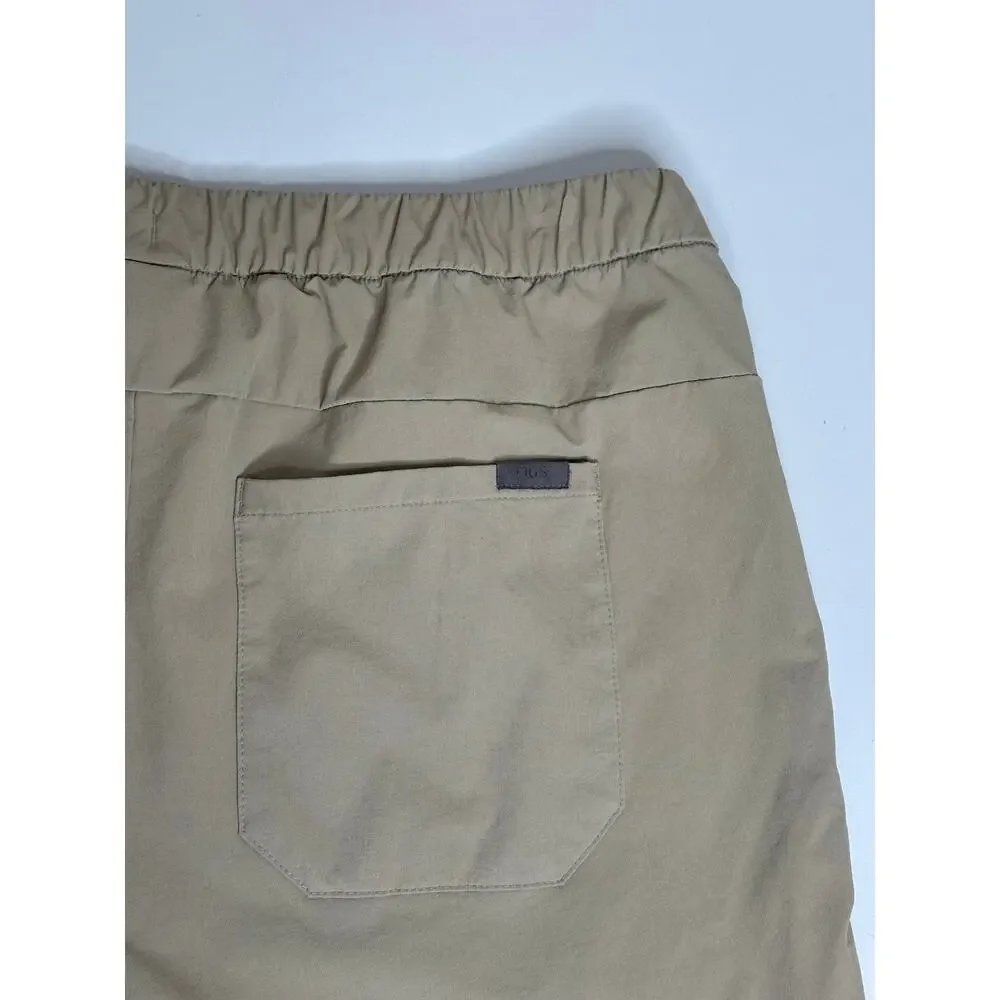 FIGS FIGSPRO Pants Mens M Tan Tailored Trouser Scrub Chino Stretch Slim Snap Zip